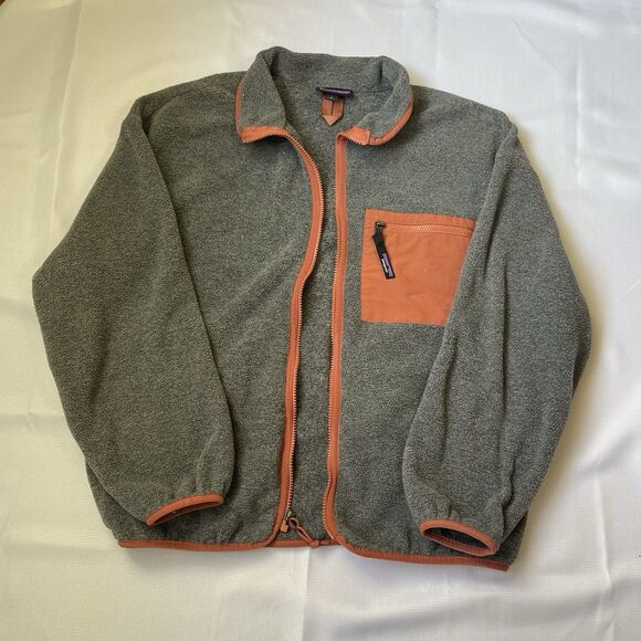 Patagonia Women’s Synchilla Full-Zip Fleece Jacket Gray w/ Orange Trim Size L - Picture 3 of 11